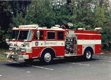 Hyattsville Volunteer Fire Department, Inc. Company 1 Engine 12. 1988 Pierce Arrow 1250gpm Class A pumper with a 6-person cab and 500-gallon water tank.