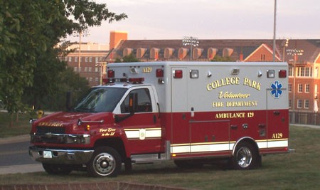 College Park Volunteer Fire Department Station 12 Ambulance 129 &quot;First Due to the U, University of Maryland&quot;